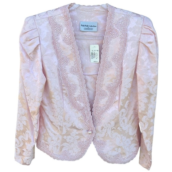 VTG NOS Nah Nah Collections Victorian Lolita Style Dressy Blazer Pink Pearl 12 - Picture 1 of 14